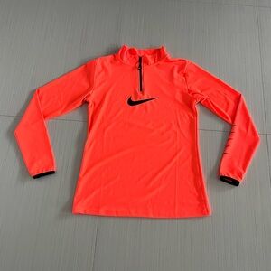 Nike neon Orange Long Sleeve 1/4 zip pullover